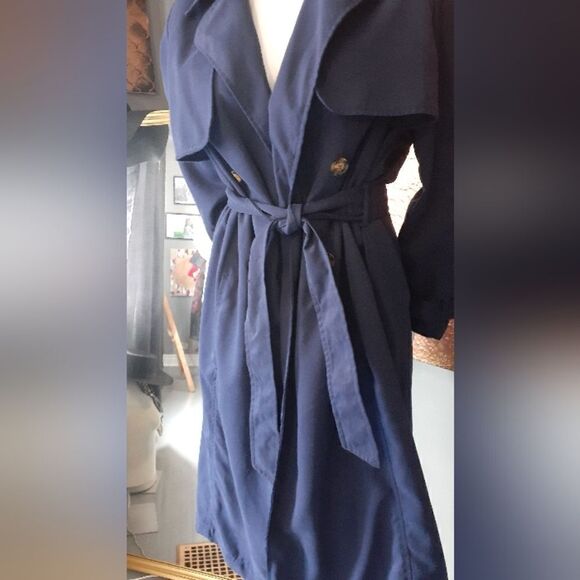 Stradivarius Navy Trench Coat - Picture 4 of 13